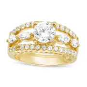 1.75 CT. T.W. Natural Diamond Five Stone Split Shank Engagement Ring in Solid 14K Gold