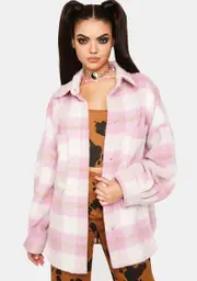 [Pretty Garbage] Sunset Plaid Shirt Jacket