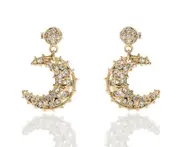 Giora Earrings Moon Shape in Bronze With Swarovski Crystals.