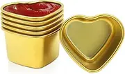 6Pcs Stainless Steel Dipping Sauce Cups, 1.8 Oz Heart Shaped Soy Sauce Dish, Mini Ramekins Dipping Bowls, Gold Small Prep Bowls for Cooking Ketchup Appetizer Soy Sushi (Gold)