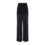 [Alberta Ferretti] Alberta Ferretti-Black Silk Georgette Pants-Donna 40 IT