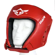 Leather Red Open Face pre-moulded Head Guard