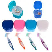Denture Bath Cleaner Retainer With Tray Case Holder Storage denture brush s_ro