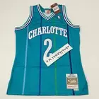 Mens Size M Mitchell & Ness Charlotte Hornets Larry Johnson Swingman Road Jersey