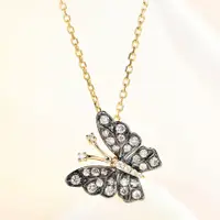 在飛比找蝦皮購物優惠-【巧品珠寶】18K 黃金+黑金 蝴蝶造型設計款 鑽石項鍊