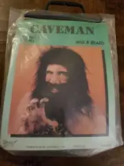 Vintage Halloween 1989 Forum Novelties Caveman brown Wig & Beard big lebowski