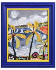 Empire Art Direct "Tropical Palm" Hand-Painted Embellished Canvas Wall Art with Baroque Frame