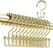 HANHOST Shower Curtain Rings, Stainless Steel Rust Proof Shower Hooks for Bathroom Shower Rods Set of 12 (Golden)