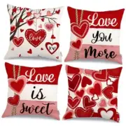 Valentine's Day Throw Pillow Covers 18x18 Inch Set 18" x 18" (Pack of 4) Red