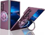 CCSamll Magnetic Phone Case for Samsung Galaxy Z Fold 6 5G Compatible with Magsafe, Slim Thin Shockproof Case with 360 Rotatable Ring Stand Cover for Samsung Galaxy Z Fold6,XCX Claret