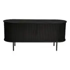 Dreamo Ribbed Black Sideboard With Sliding Doors Wood Sideboards & Buffets