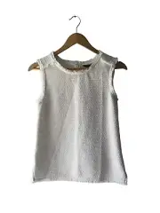 Banana Republic Size XS Ivory Woven Fringe Sleeveless Tank Top - New