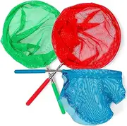 MIJOMA Set of 3 Landing Nets - Extendable to 86 cm - Landing Net with Telescopic Rod & Rubberised Handle - Fishing Landing Net for Children - Folding Landing Net Outdoor Toy