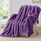 Fleece Throw Blanket for Couch - 300GSM Soft & Warm Fluffy Purple Blanket, Decor
