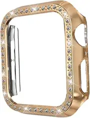 ETHZZLE PC Watch Case Diamond Watch Screen Protector Wristband Case Protective Case Watch Strap Bracelet Gold Watch Band Protective Watch Cover Watch Band Protector Rose Watch Cover Golden