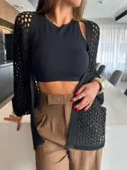 Hollow Out Open Front Cover-Up for Stylish Layering
