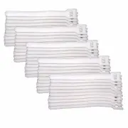 50 Pack of White Hook & Loop Cable Ties for Theater Ethernet or Instrument Cord