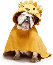 Barkbox Premium Absorbent Hooded Dog Bathrobe Towel - Quick Drying Pet Towel for Bath & Beach Trips - Luxurious & Soft Bathrobe Towel for Dogs of All Breeds - Lion - Medium