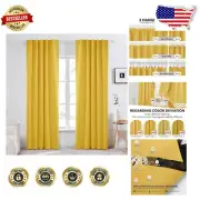Elegant Mellow Yellow Blackout Curtains - 84 Inch Length, Ultimate Light Control