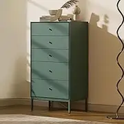 GUAWJRZDP Chest of Drawers, Metal Storage Cabinet, 5 Drawer Chest, Drawers Organizer Storage with Adjustable Feet, Easy Pull Handle, for Living Room, Hallway(Green)