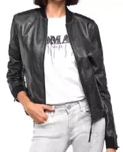 REPLAY Nappa Leather UK 12 Snakeskin Bomber Jacket rrp £565