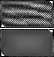 GGC Cast Iron Griddle, Reversible Flat Top Griddle for Gas Grills, Stove Tops, and Outdoor Cooking, 16.5 x 9.5 Baking Flat and Ribbed Griddle Plate for Family Cooking