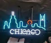 Chicago City Skyline Neon Sign 17"x14" Light Lamp Man Cave Handmade Artwork SY
