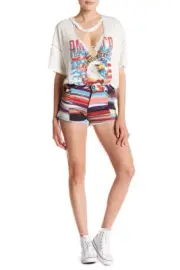 One Teaspoon Equador Chopper Shorts NWT Size 10 $120 Multi Color Tribal Print A