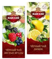 2 PACK Black Tea with LEMON & WILD BERRIES flavour x 25tb MAISKIY Майский чай RF