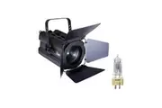 Theatre Spotlight with Fresnel Lens, Barndoor, Colour Frame, Piggy-Back Plug & BravoPro Lamp