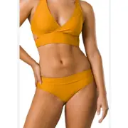 PRANA Womens Ramba Bikini Bottom Large Yellow Deep Solstice Banded Waist NWT