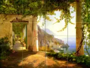 Tumbled Marble Mural Amalfi Coast Backsplash Tile #170