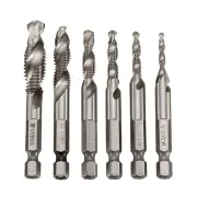 6Pcs Hss 1/4 Inch Hex Shank Combination Metric Drill Tap Bit Set M3-M10