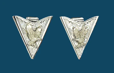 WESTERN Genuine Eagle SILVER PLATED ENGRAVED COLLAR TIPS - 2 pc set