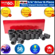 Force 3/4" Drive 16 Piece Metric Impact Socket Set