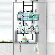 3 Tier Over the Door Shower Caddy, Rustproof Bathroom Organizer Shower Shelf with Soap Rack&16 Hooks, No Drilling Space, Shower Caddy Hanging for Bathroom & Kitchen
