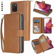For Samsung Galaxy A03s Wallet Case 9Card Zipper Kickstand Flip Leather Case