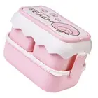 (Pink)Cute Portable Students Lunch Box Microwaveable Children Cartoon
