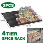 2PCS Extendable 4 Tier Spice Rack Tin Storage Drawer Cupboard Kitchen Organiser
