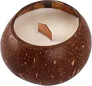 UPAUS Coconut Shell Candle, Natural Wood Wick, 10oz Coconut Scented Soy Candle, Natural Coconut Shell, Ideal for Home and Beach Décor, Aromatherapy Candle with Organic Coconut Shell
