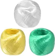 uxcell 1-Set Polyester Nylon Plastic Rope Twine, 4cm Width 110M Length Household Bundled Plastic Ropes Roll for Crafting/Gardening/Packing/Carrying [360FT/4330IN, White/Yellow/Green]