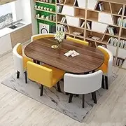 7-Piece Modern Dining Table & Upholstered Chair, Reception Meeting Room Negotiation Business Coffee Table(1)