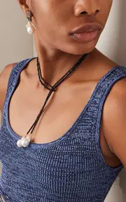[Joie DiGiovanni] Spinel And Pearl Lariat Necklace