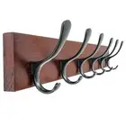 Coat Rack Wall Mount - Wooden Brown Wall Coat Hook, Wall Coat Hanger Rack wit...