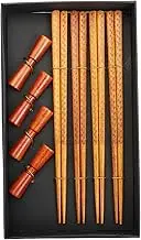 1 Set Wooden Chopsticks with Holder Reusable and Asian Utensils for Dining for Home Kitchen and Special Occasions