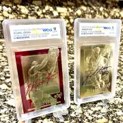 2 KOBE BRYANT & MICHAEL JORDAN FLEER Signature Graded GEM-MT 10 1996 ROOKIE LOT