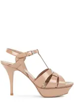 Saint Laurent Tribute 80 Leather Platform Sandals - Nude 8