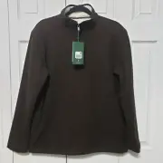 Orvis Men's Fleece Lined Quarter 1/4 Zip Pullover Sweater Brown - Size Medium