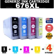 4x Generic 676XL 676 XL ink Cartridge For Epson Workforce WP4530 WP4540 WP 4540