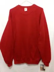 NOS VTG JERZEES RED BASIC PLAIN CREWNECK SWEATSHIRT ADULT XL MADE IN USA